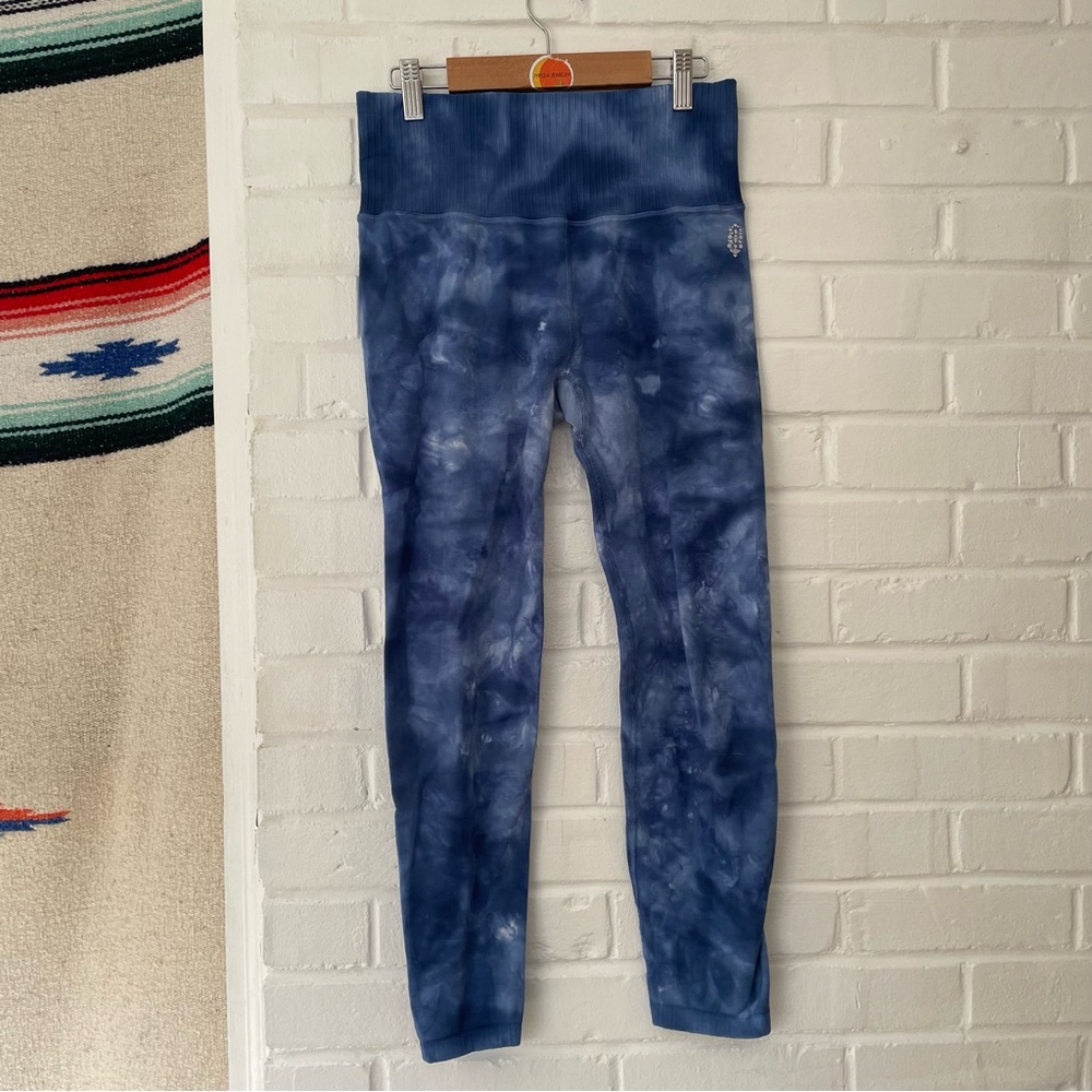 Free People Movement Womens Good Karma Yoga Athletic Leggings Blue Med/ Large